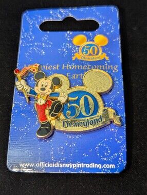 Disneyland 50th Anniversary Mickey Pin NWT